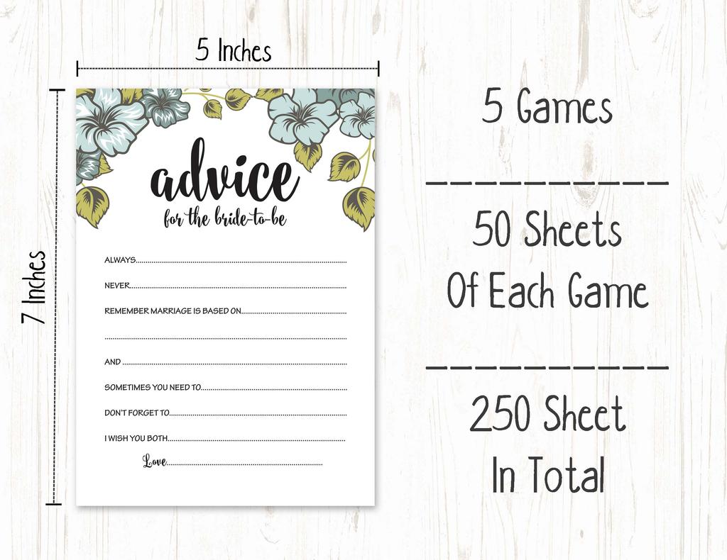 Inkdotpot Floral Theme Bachelorette Party Games Set of 5 (Activities for 50 Guests) Fun Bridal Shower Games Set Bundle