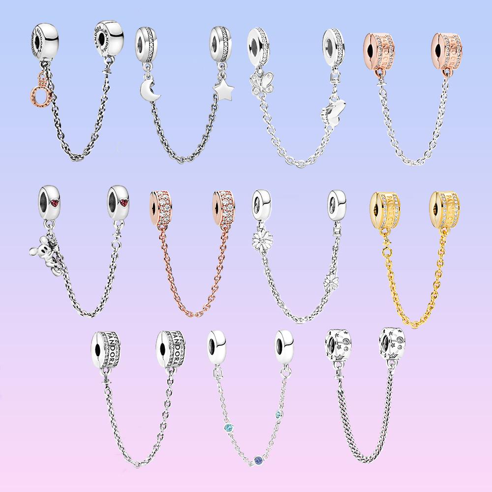 S925 Серебряные цепочки в форме полумесяца и звезды подходят для оригинальных браслетов, ювелирных изделий своими руками для женщин, подарок на день рождения, день матери