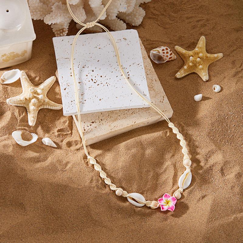 Bohemia Style Flower Shell Braided Necklaces For Women Cute Flower Choker Summer Beach Necklace Jewelry Accessories Gifts