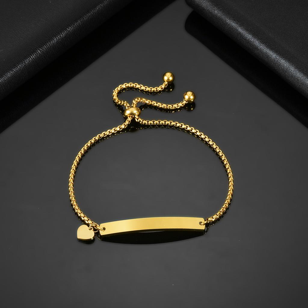 Atoztide Personalized Engrave Name Bracelet For Men Women Kids Stainless Steel Heart Adjustable Figaro Chain Family Jewelry Gift