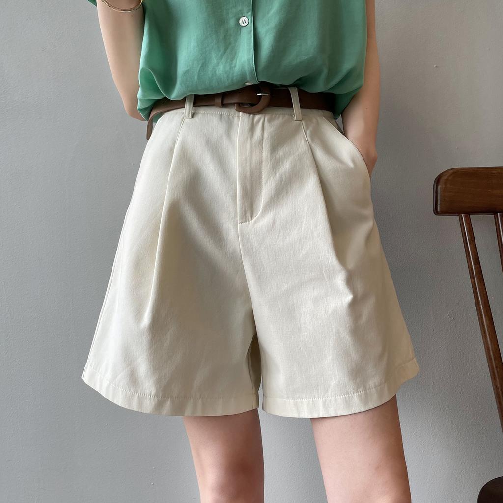 Work Shorts Women's Summer High Waist Loose Straight Wide Leg Casual Pants