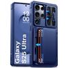 Чехол-кошелек для телефона Samsung Galaxy S25 Ultra с держателем для карт, выдвижной крышкой для камеры и подставкой-синий