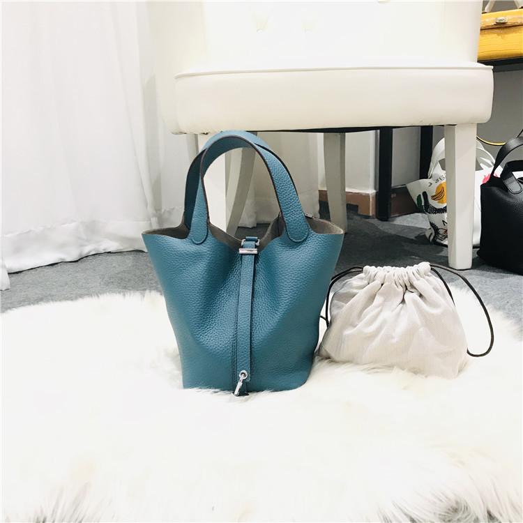 Модная сумка-корзина, женская сумка, сумка-ведро, новая повседневная сумка-ведро из коровьей кожи с верхним слоем