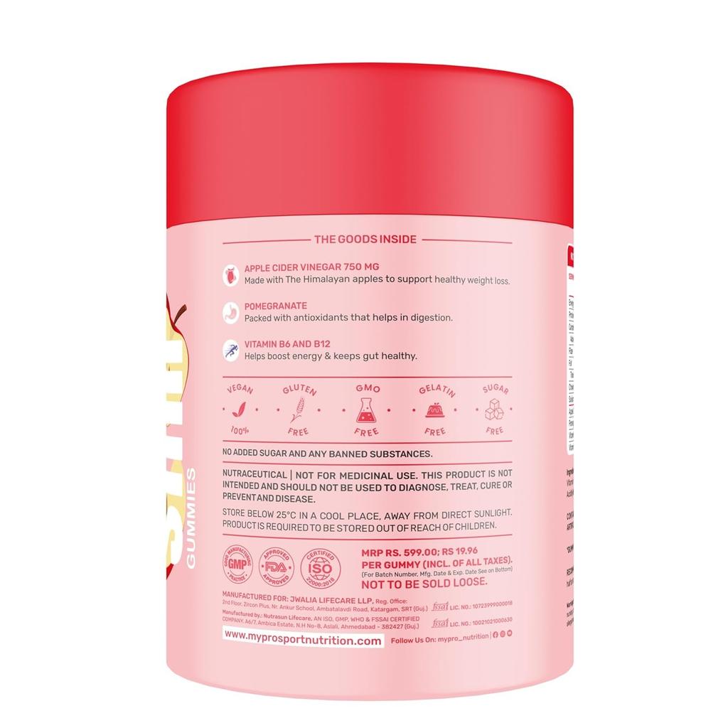 Жевательные конфеты для похудения (30 шт), Slim Gummies Apple Cider Vinegar, Mypro Sport Nutrition