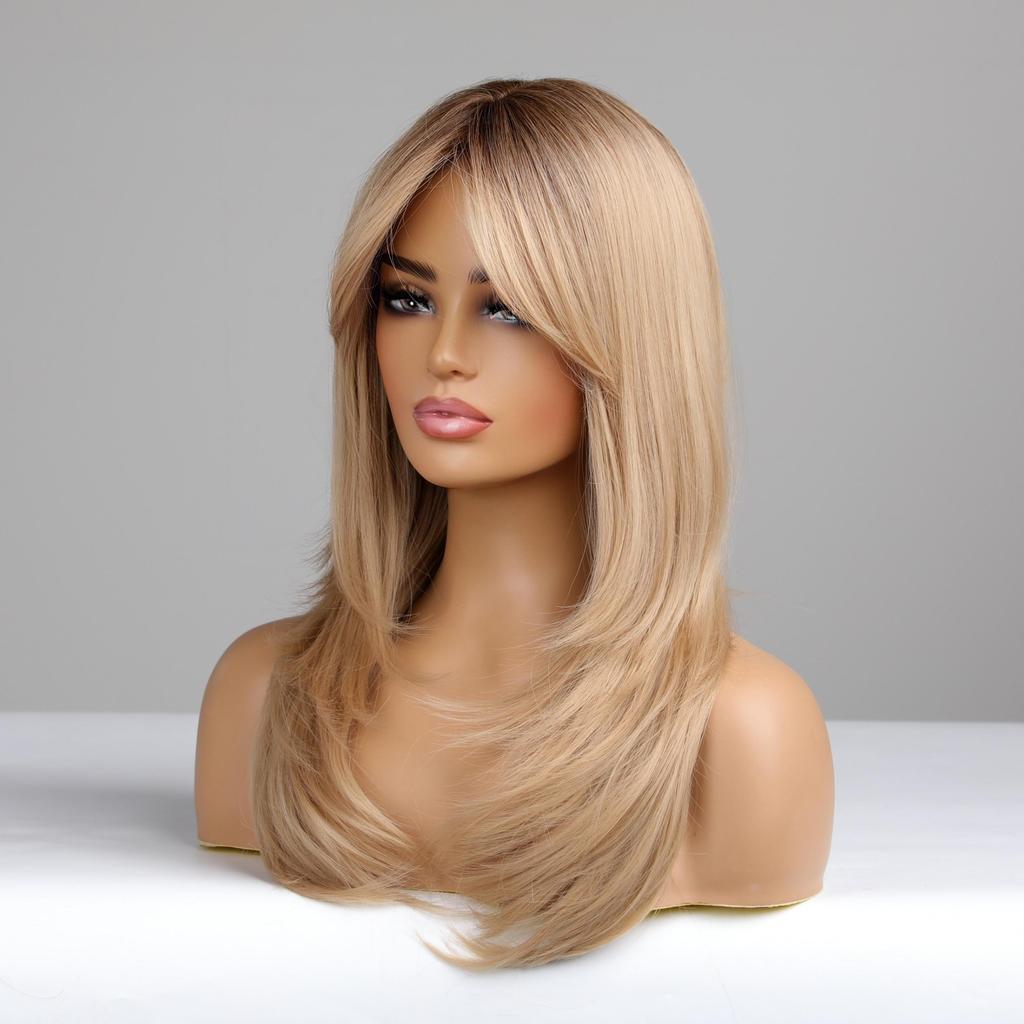 Long Straight Blonde Wig Bob Synthetic Wigs for Women Lolita Party Natural Wigs High Temperature Hair