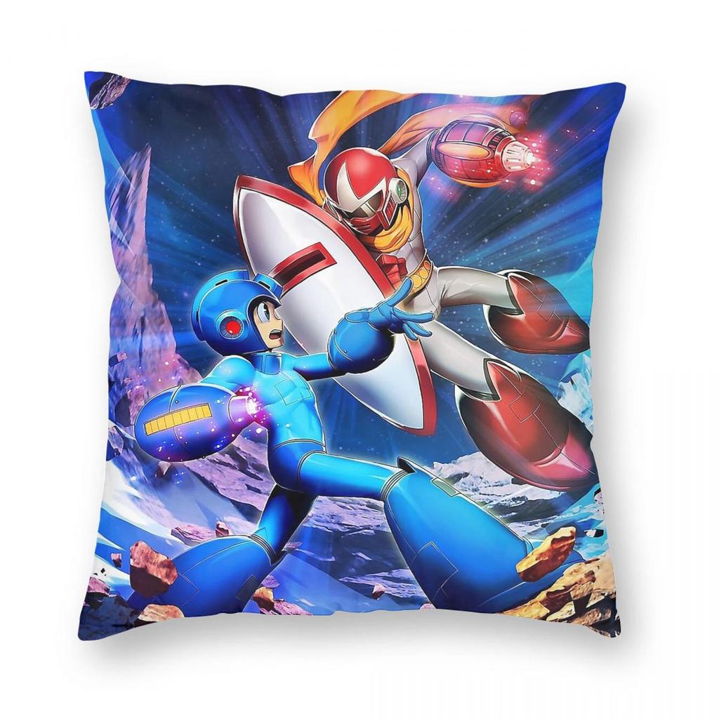 Mega Man Game Square Pillowcase Polyester Linen Velvet Printed Zip Decorative Pillow Case Home Cushion Cover