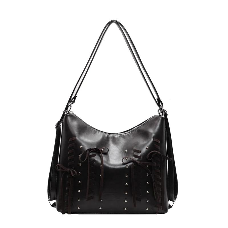 Модные заклепочные плечевые ремни из полиуретана большой емкости высокого качества эксклюзивный дизайн сумок