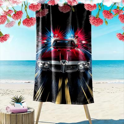 Speeding Retro Elegance Print Beach Towel, Quick Drying, Suitable for Travel, Outdoor Sports, Jogging, the Beach and Swimming, Gift