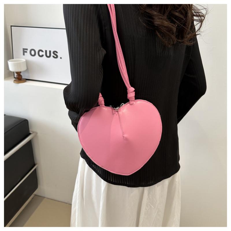 Cute Heart Shaped Crossbody Bag For Women Solid Color Pu Leather Shoulder Bag Able Personality Crossbody Bag
