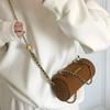 Retro Chain Cylinder Handbag Women Leather Frosted Large Capacity Shoulder Bag Ladies High End Fashion Pillow Crossbody Bag 2025