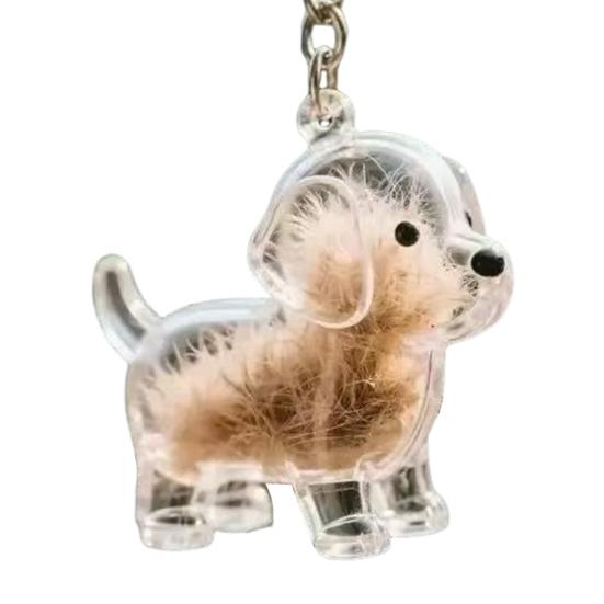 Dog Hair Collector Keychain Memorial Storage Keychain Dog Shape Charm Box Transparent Pet Fur