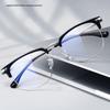 Women's Ultra-Light Pure Titanium Cat-Ear Half-Rim Glasses Frame, Transparent Gray, Prescription-Ready, Anti-Blue Light, Unisex.