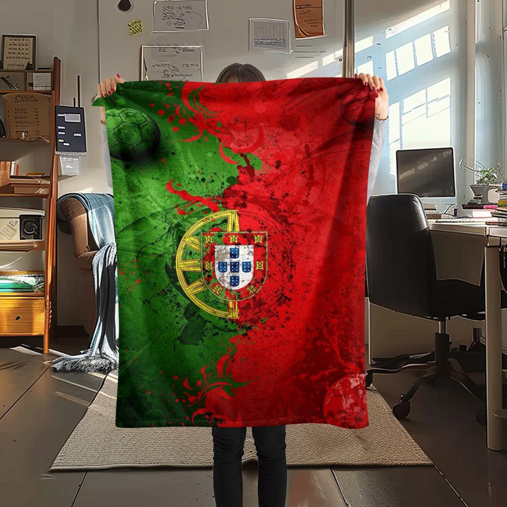 1Pc Wc Portugal Print Flannel Blanket High Quality Warm Comfortable Cover for All Seasons Perfect for Gifts Home Decor