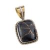 Натуральный камень бирюза черного цвета, кулон из двухцветного стерлингового серебра 925 пробы, 1,25 дюйма L8b75