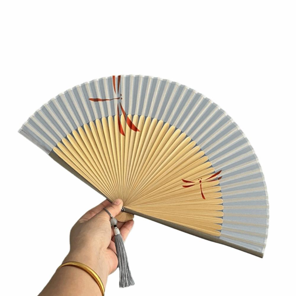 Chinese Style Folding Hand Fan Bamboo Frame Women's Dance Fan Retro Handheld  Fan  Home Use