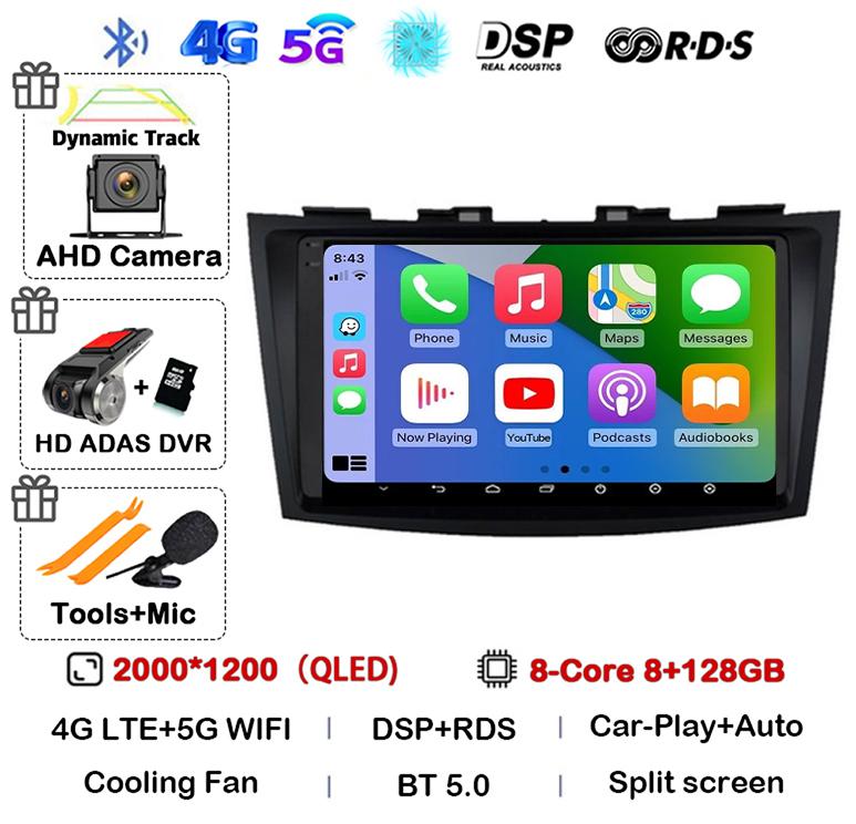 Android 14 Carplay Автомагнитола Для Suzuki Swift 4 2011 2012 2013 2014 2015 2016 Мультимедийный Видеоплеер Аудио GPS Стерео WIFI