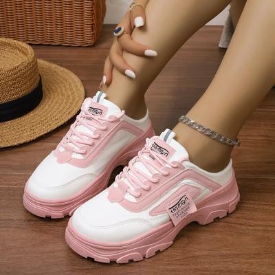 2024 Горячая Распродажа Женская Обувь Мода Baotou Цвет Соответствия Средний Каблук Толстая Подошва Шнуровка Женские Полуфлоп Повседневные Туфли