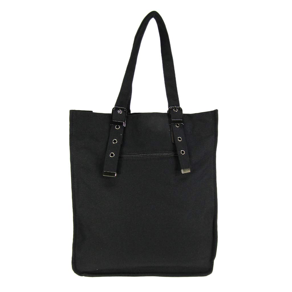 OF Холщовая сумка-тоут Сумка A4 Большая вместимость Вертикальная сумка-тоут с регулировкой длины ручки Для поездок в школу Холщовая 3W99 Черная [ABYSS TIME] AOT [Сумка-тоут