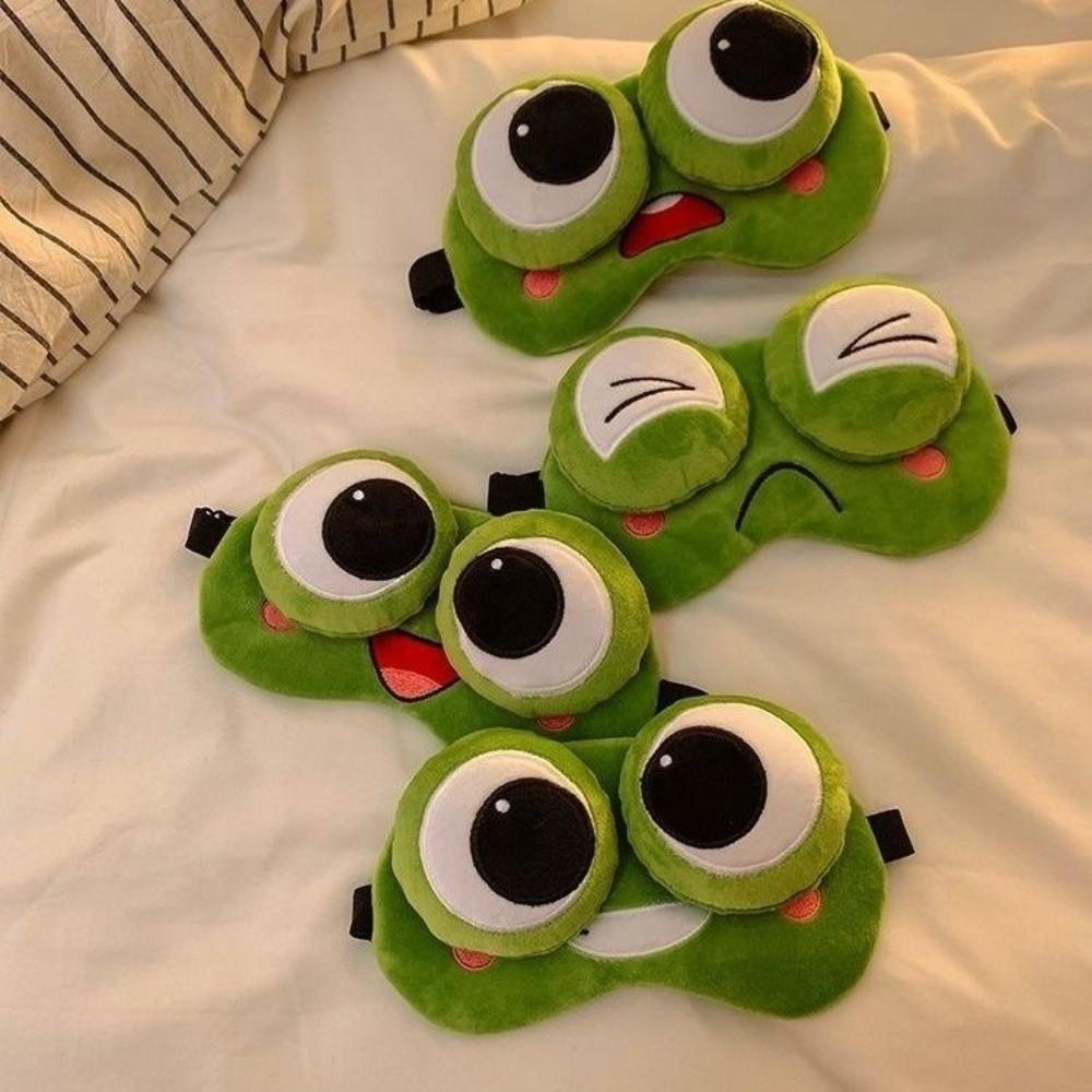 Skin-friendly Frog Sleep Eye Mask Cartoon Plush Sleeping Eye Cover Lovely 3D Eye Mask Dream Night