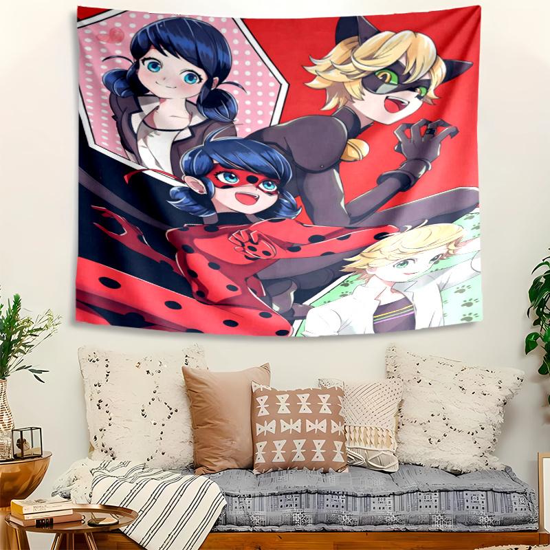 Ladybug Tapestry, Wall Hanging Tapestry, Pattern Tapestry for Dorm Bedroom Living Room Wall Art Photography Backdrop
