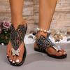 Женские босоножки-слайды с декором в виде бабочек, повседневные летние туфли на плоской подошве с застежкой-клипсой, легкие босоножки-слайды с ажурным дизайном