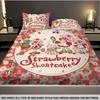 3pcs Pink Strawberry Girl Printed Chipless Bed Sheet Set Multi Size Soft Bed Cover Bedroom Bedding Decoration