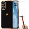 Silicone Case - BOOLING - for Samsung Galaxy A52/A52s 5G - Shockproof - Heart Pattern - 2 Screen Protectors
