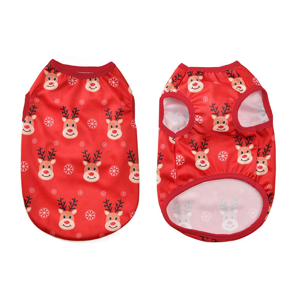 Christmas Pet Clothes Deer Snowman Print Dog Vest Coat Holiday Cute Puppy Costume For Small Medium Dogs Cats Yorkshire Chihuahua