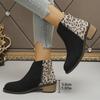 Autumn Winter Black Women's Retro Suede Ankle Boots Leisure Cowboy Boots Leopard Comfortable Ladies Boots Sapatos Femininos