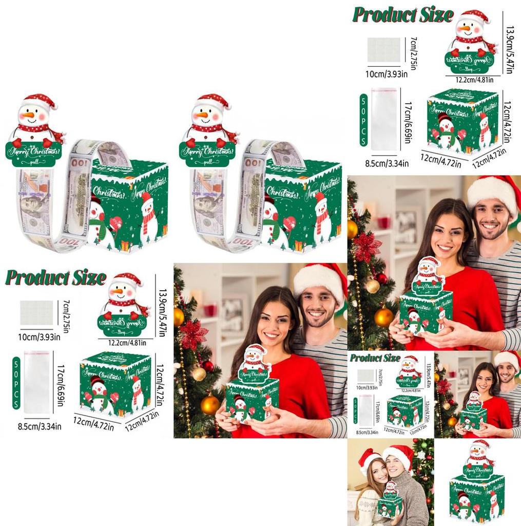 Christmas Snowman Decor Gift Money Box With Paper Material For Holiday Party Atmosphere