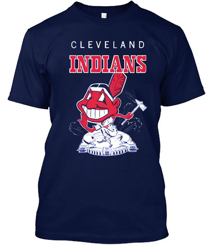 Новая хлопковая футболка унисекс Cleveland Indians Chief Wahoo est 1959 Подарок S-2345XL Темно-синяя