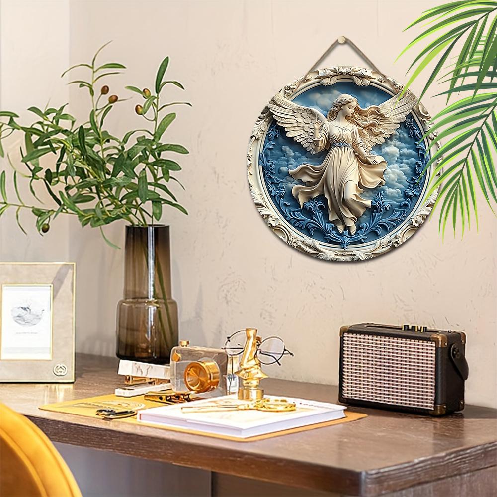 Pendant with Angel Pattern, Decoration of Home Walls or Doors, 2d Flat Wooden, Christmas Decoration, Gifts for Friends and Family