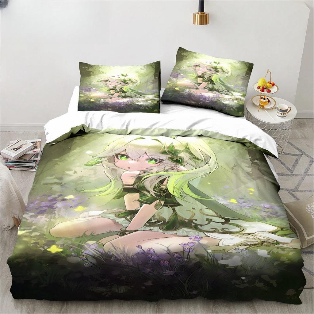 New Genshin Impact Nahida Kawaii Cute Cartoon Nahida King Twin Double Child Bedding Set Microfiber or Polyester Duvet Cover Set