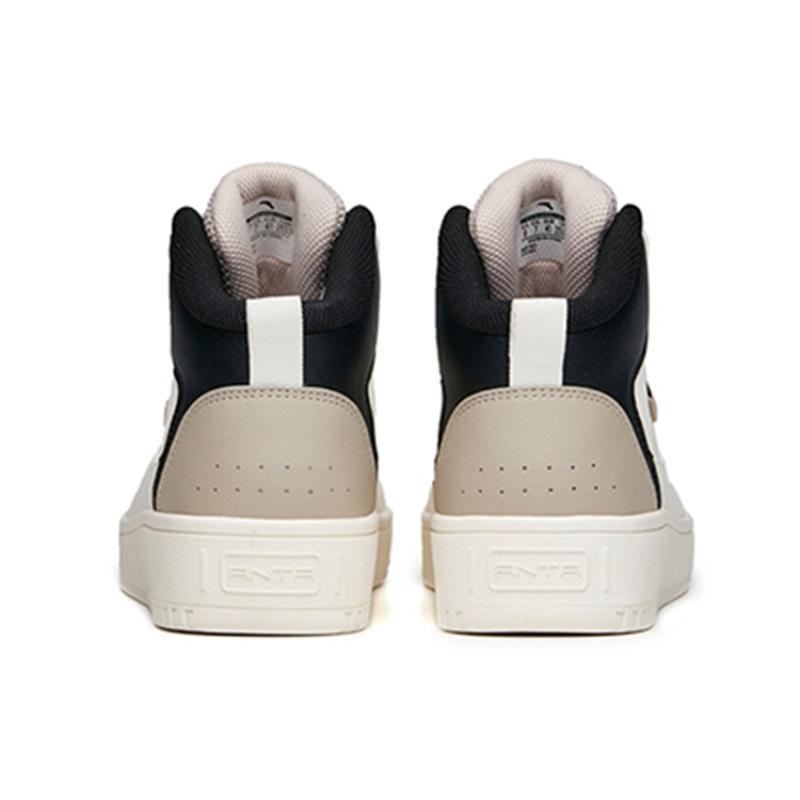 Anta Life Collection Anti Slip Wear Resistant High Top Skateboard Shoes Men's White Black Sneakers 912038010-17