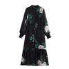 2025 Весеннее женское платье в европейско-американском стиле на одной пуговице с принтом и длинными рукавами