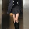 HOUZHOU мини-юбка женская летняя юбка серая корейская винтажная базовая студенческая повседневная юбка в студенческом стиле с высокой талией