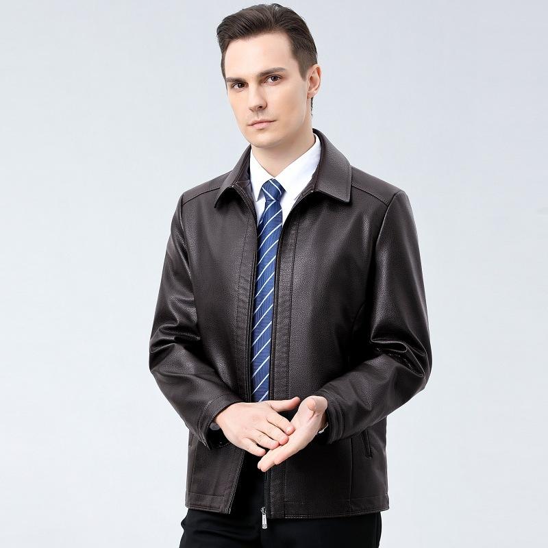 Весна и осень, новая куртка из натуральной кожи, мужская куртка с лацканами, для среднего возраста, деловая, повседневная, из натуральной овчины, пальто