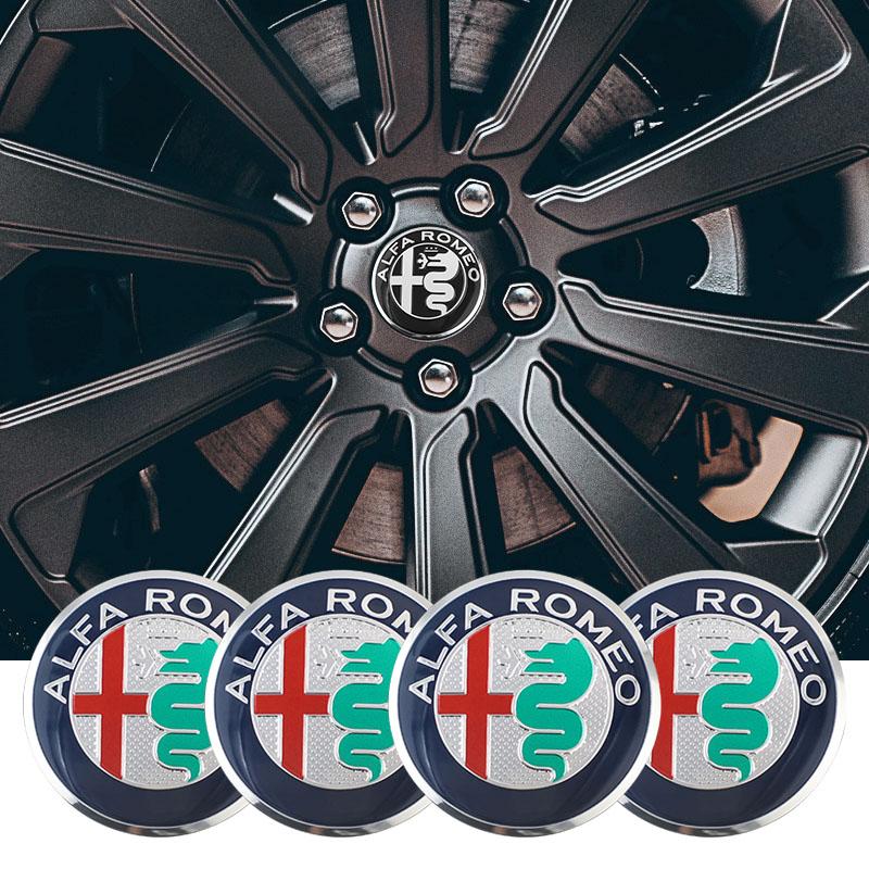 4pcs 56mm Car Wheel Center Hub Cap Stickers For Alfa Romeo 4C 159 Spider Giulietta Giulia GT Tonale Mito Car Styling Accessories