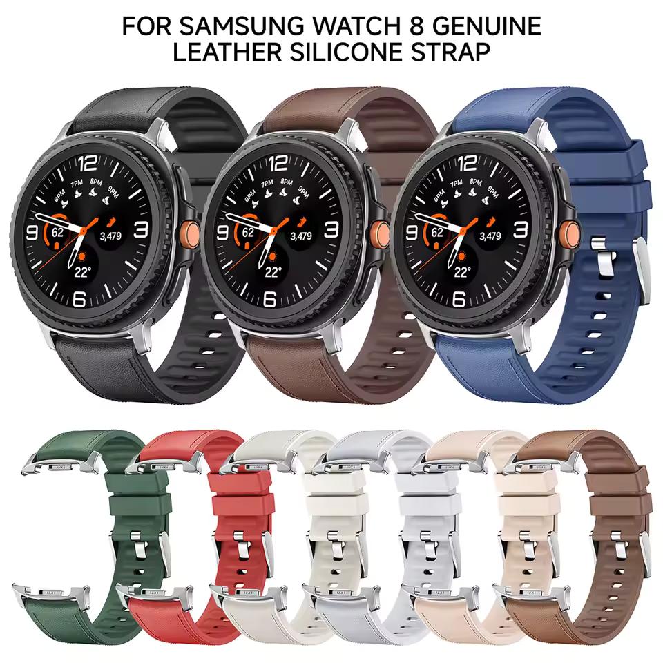 Официальный кожаный ремешок без зазоров для Samsung Galaxy Watch 8 Classic 46 мм, ремешок для Galaxy Watch 8 40 мм 44 мм, аксессуары-браслеты