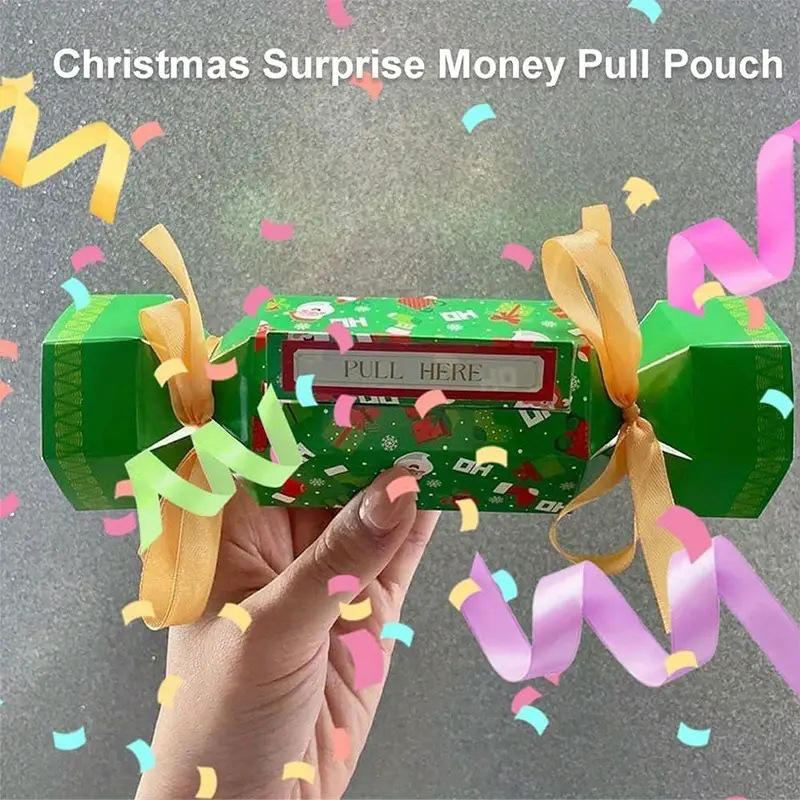4Pcs/Pack Pull Box Christmas Candy Shape Holder Box for Cash Set Of Merry Christmas Box Cash Pull Boxes for Home Decor