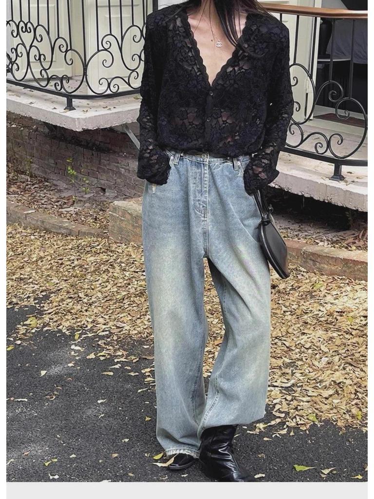 Women's 2024 Early Autumn Long-Sleeve Slim Lace Top