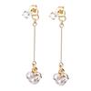 LOKUMI Earrings Made In Japan 18k Gold K18 Post K18 Compatible with Metal Allergies 2Way Pearl Bijou Back Catch Swing Earrings Long Ladies Simple Stud