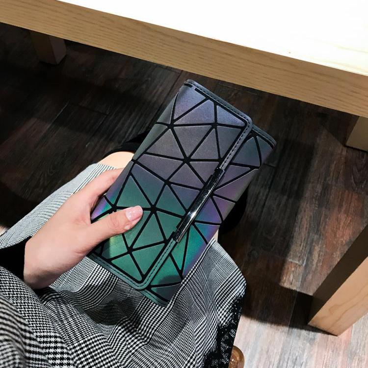 Brand Women Wallet Clutch Luminous Long Purse Ladies Cards Bag Fashion Geometric Female Bags