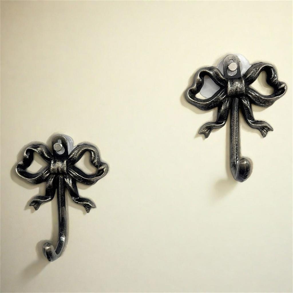 2 шт. Винтажный железный крючок-бантик, металлический декоративный настенный крючок, нержавеющий, вешалка для ванной комнаты для полотенца, пальто, органайзер для ключей