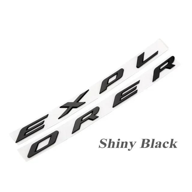 YCGQ2 Chrome Black Logo Explorer Emblem Leters Car Front Hood Emblem Bonnet Bagde For Ford Explorer 4 5 6 Explorer Sticker Accessories