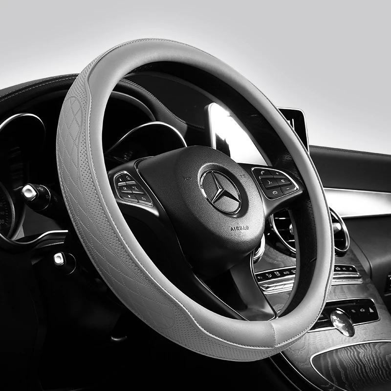 Чехол на руль автомобиля из перфорированной кожи Napa с лоскутным узором, нескользящий, дышащий, универсальный, 15 дюймов (приблизительно. 38,1 см)