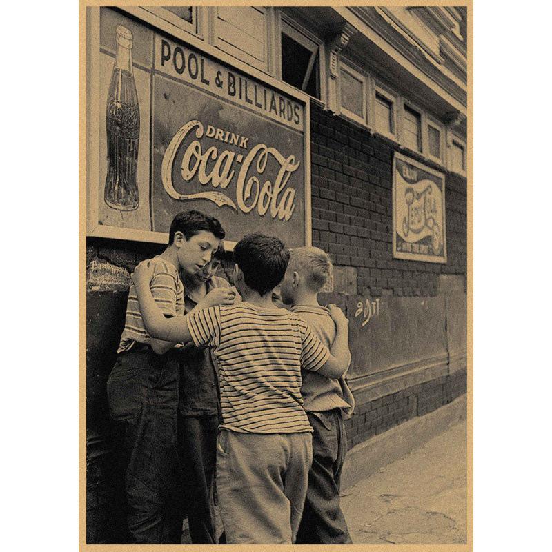 Vintage Republic of China Coca-Cola Poster: Retro Kraft Paper Wall Art for Bars, Restaurants, and Coffee Shops