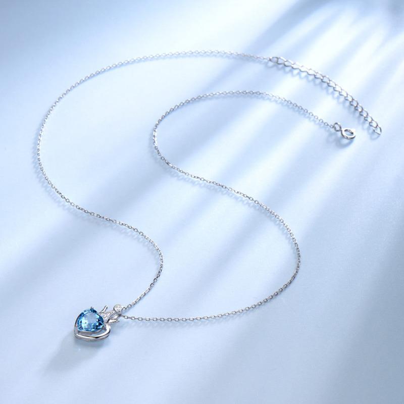 Gica Gema Новые ювелирные изделия из стерлингового серебра S925 с синим сердцем, персонализированное классическое ожерелье с подвеской для женщин, изысканные ювелирные изделия высокого качества, подарок на День святого Валентина