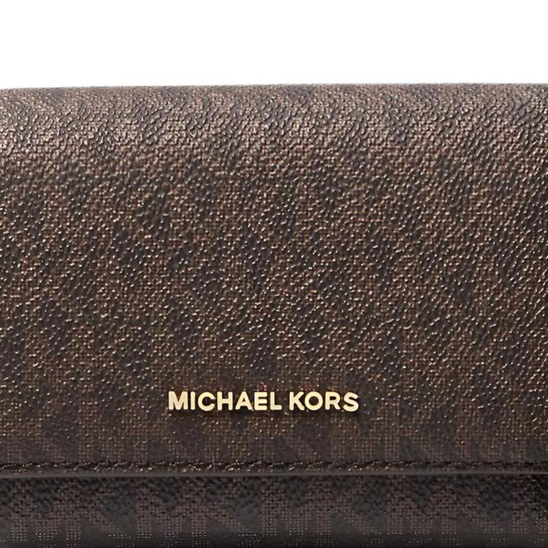 Michael Kors Кошелек из холста с покрытием из искусственной кожи с напечатанным логотипом, средний, унисекс, для пары, коричневый