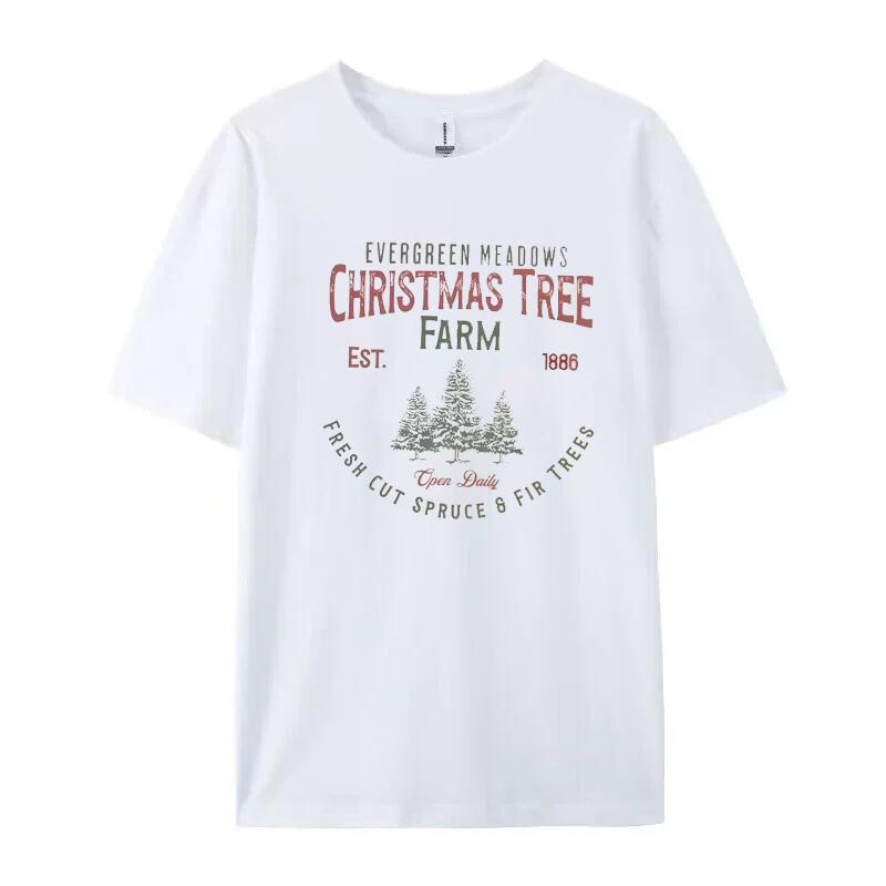 Plus Size Women T Shirt Christmas Tree Farm Graphic Tops Hip Hop Streetwear Fashion Casual Cute T-shirts Short Sleeve Cotton Tee